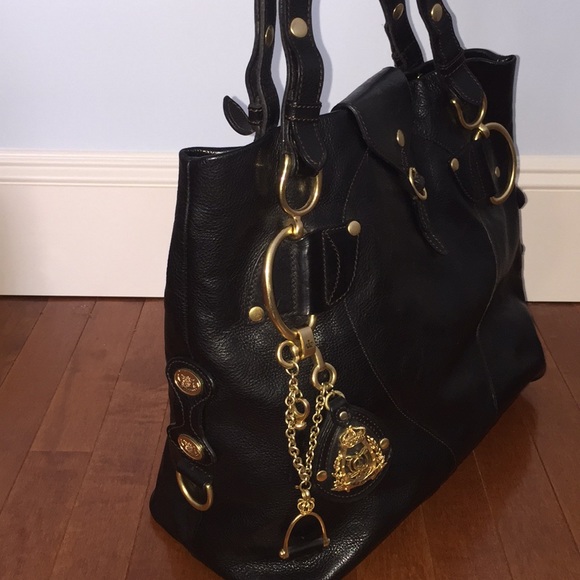 JUICY COUTURE real black leather bag with gold - Picture 5 of 8